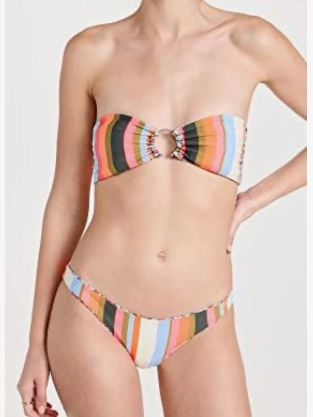 Maaji DitsyDuo Floral Stripe Halfmoon Bandeau Bikini 2 Piece Set